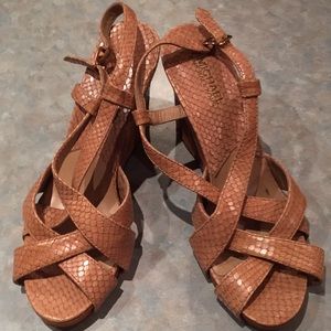 Michael kors tan leather and suede sandals
